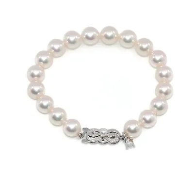 Mikimoto Pearl A+ 18K White Gold Bracelet • $6000