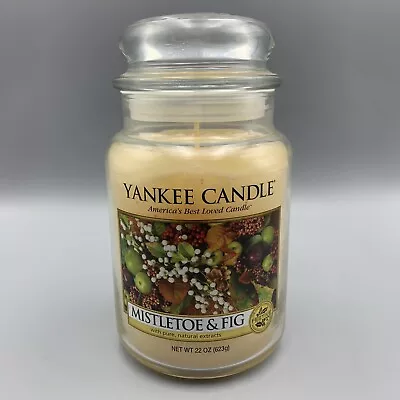 Yankee Candle Retired  MISTLETOE & FIG  Festive~Large 22 Oz~WHITE LABEL~RARE~NEW • $44.99