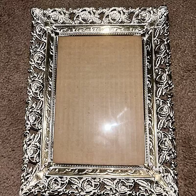 Ornate Metal Frame Glass Hollywood Regency MCM 5” X 7” Vintage • $6.99