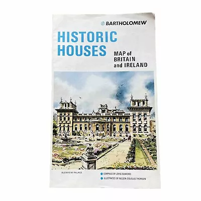 Bartholomew Historic Houses Fold Out Map Of Britain And Ireland • £5