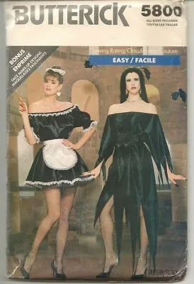 VTG BUTTERICK 5800 French Maid Elvira Halloween Costumes PATTERN Cut On Size S • $5.99