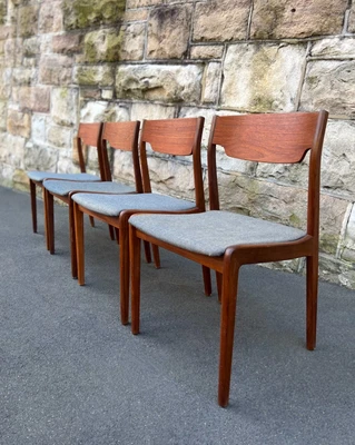 $1390 • Buy Set Of 4 Danish Dining Chairs In Kvadrat Fabric Teak Vintage Mid Century 1960s