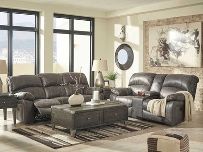 $1398.71 • Buy LOCAL PICK UP SPECIAL - Gray Faux Leather Power Reclining Sofa Loveseat Set IF12