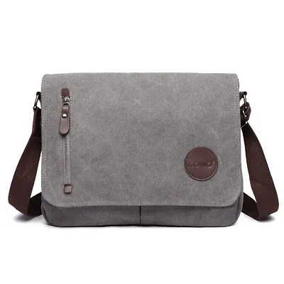 Satchel REID-BLOCKING Men's Canvas School Cross Body Shoulder Bags Messenger Bag • £11.97