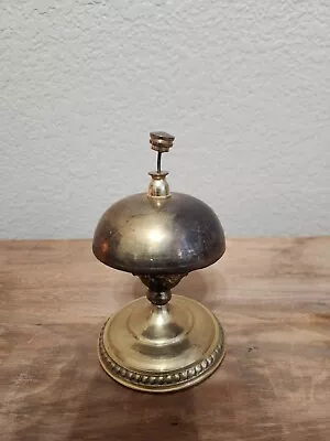 Vtg Brass Hotel Front Desk - Counter Service Bell 4.25  Tall 3  Wide • $15