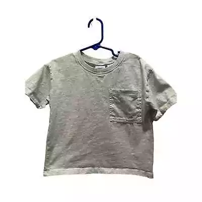 Zara Toddler Boy Short Sleeve Basic Tee W Front Pocket Light Gray 3-4 Years • $8