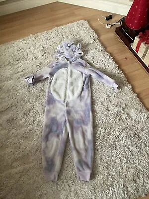 GIRLS FLEECE ALL IN ONE ONESIE (not Gerber) WITH HOOD UNICORNNEXT AGE 7  YEARS • £10