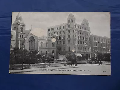 Vintage Egyptian B/W Postcard. Alexandrie Jardin De France Et Majestic Hotel • £6.60