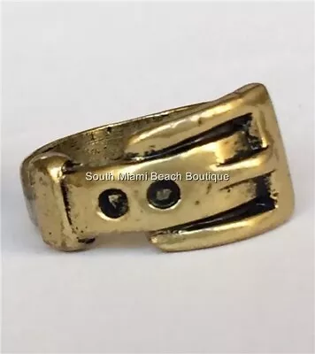 Vintage Belt Buckle Ring Band Gold Tone Metal Size 6 Country Western Cowgirl • $5.99