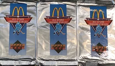 Lot Of 3 Packs - 1991 McDonald’s Upper Deck NHL Hockey All-Stars New Sealed • $4.99