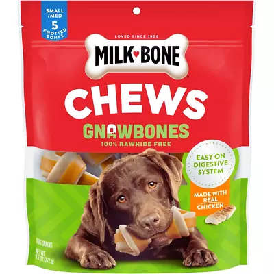 Milk-Bone Chews GnawBones Rawhide Free Dog TreatsChicken 5 Long Lasting Bones • $11.49