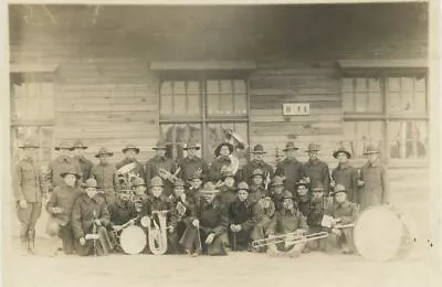 Military WWI Music Band Woodwinds Tuba Clarinet Trumpet Drum Antique Photo • $30