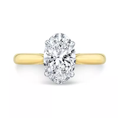 3.0 CT Oval Lab Grown Diamond Engagement Ring IGI 18K Solid Yellow Gold • $6550