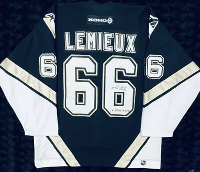 Mario LEMIEUX Signed Pittsburgh Penguins  LE MAGNIFIQUE  Vintage Jersey *RARE* • $4999