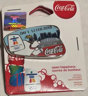 2010 Vancouver Olympics Coke Coca Cola Day 1 Pin • $29.99