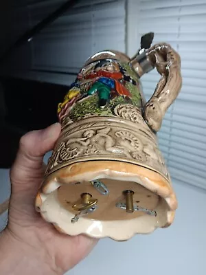 Vintage KW German Working Musical Hand Painted Beer Stein 9.5 Inch Tall • $18