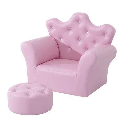 £67.99 • Buy HOMCOM 2 PCS Kids Sofa And Ottoman Child Size Armchair For Girls Age 3 -5 Pink