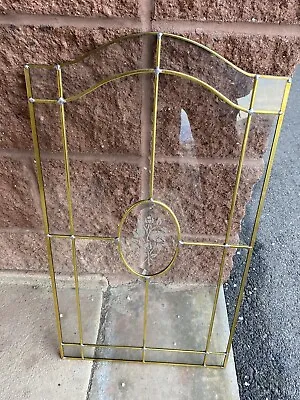 Vintage BRASS & Leaded Unions Clear Glass Panel 13 3/4  X 24.5  Great Condition • $120