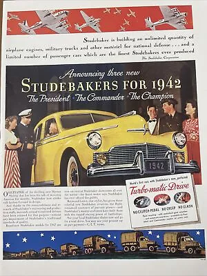 1942 Vintage Original Color Print Ad Stude Bakers Pre World War Ll • $8.99