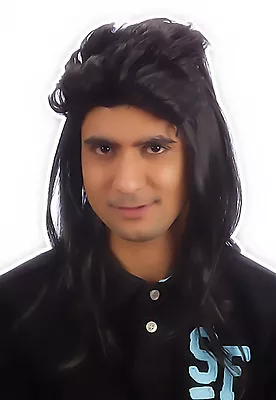 £4.99 • Buy 80's Black MULLET JASON WIG FANCY DRESS Pop Star HILL BILLY 1980s