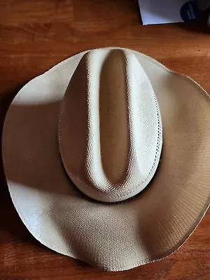 Wrangler Cowboy Western Hat Natural Color Unisex Size 7 1/4 Leather  • $17.99