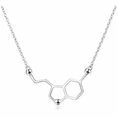 Serotonin Molecule Necklace Sterling Silver Neurotransmitter Chemistry Jewelry • $68.75