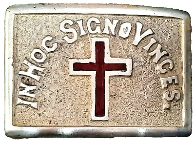 Vintage Masonic Freemason Knights Templar Cross Belt Buckle In Hoc Signo Vinces • $89.96