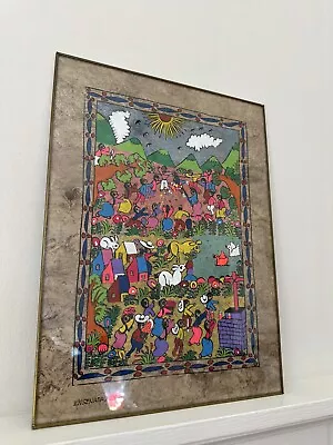 Mexican Tradition Folk Art Amate Bark Hanging  Framed Painting • $75