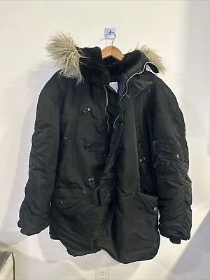 Vintage ALPHA INDUSTRIES N3-B Extreme Cold Weather Parka Military Coat USA L • $149.99