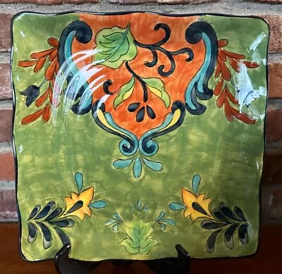 Vintage Talavera Hand Painted Mexican Art Pottery 11” Square Platter Excellent! • $14.50