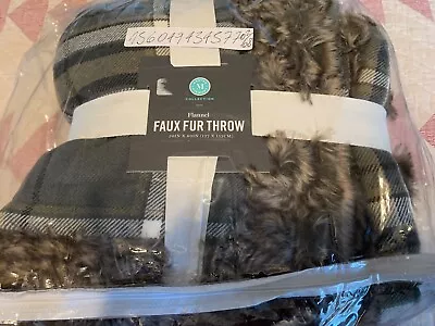 Plaid Throw Martha Stewart Gray Faux Fur Lined New Tags Macys • $59.99