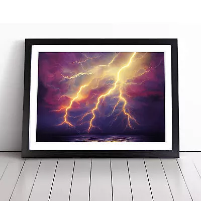 Striking Lightning Storm Wall Art Print Framed Canvas Picture Poster Decor • £16.95