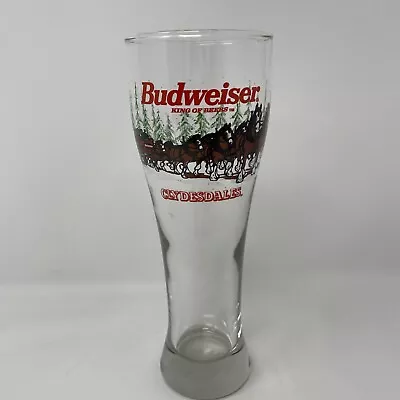 Vintage 1989 Budweiser Tall Pilsner Beer Glass Clydesdales In Winter • $25.95