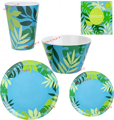 £12.99 • Buy MELAMINE Plastic Picnic Camping Dinner BBQ Plate Plates Set Bowl Tropical Design