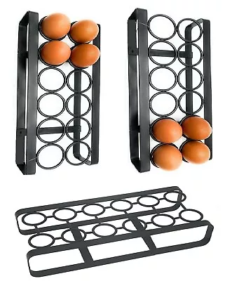 Kitchen Eggs Holder Iron Stand Flat Rack Storage & Holds Up To 12 Eggs Black • £8.95