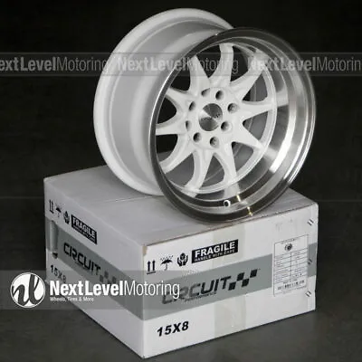 Circuit CP29 15x8 4-100 4-114.3 +0 Gloss White Wheels Fits Mazda Miata MX5 NA NB • $441.99