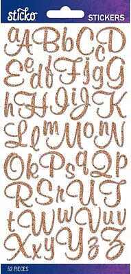 STICKO ALPHABET STICKERS - COPPER GLITTER SCRIPT - SMALL - Approx 22mm  1 SHEET • $4.50