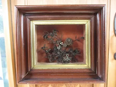Antique Victorian Human Hair Mourning Art Picture Shadow Box Frame • $99