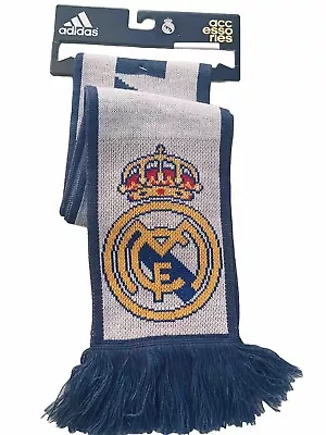 Real Madrid Authentic Adidas Scarf Gray & Blue Unisex Adult One Size New • $20