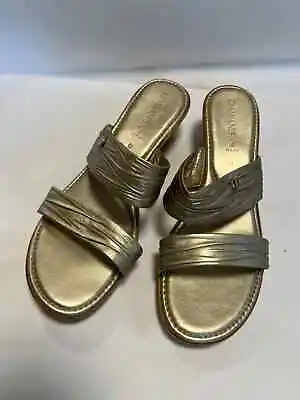 DAMIANI'S Light Gold Womens Platform Wedge Heels Sandals Shoes OPEN Toe Size 9 • $15.99