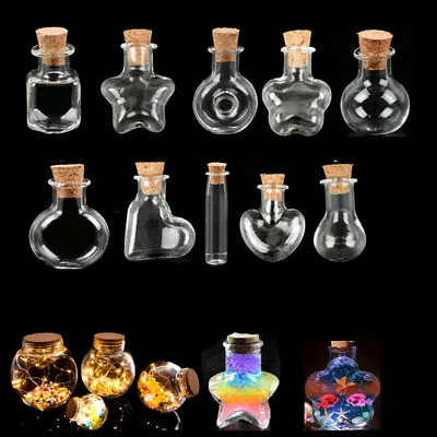 £1.91 • Buy 10x Mini Transparent Wishing Bottles Pendant Clear Small Glass Bottles Jars Cork