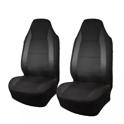 Car Seat Covers Faux Leather Front Set Universal Fit Armrest Back Pocket Black • $49.99