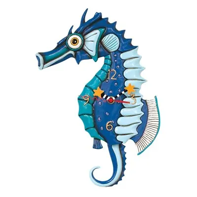 @ New ALLEN DESIGNS WALL CLOCK Swing Pendulum SALTY SEAHORSE Blue Fish Star • $74