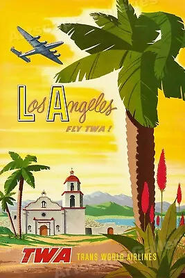 $24.95 • Buy 1955 Los Angeles California TWA Vintage Style Airline Travel Poster - 24x36