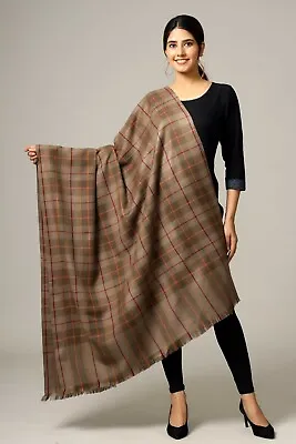 Kullu Yak Wool Shawl Twill Check Wraps Throw Oversize Meditation Blanket 40 X80  • $33.99