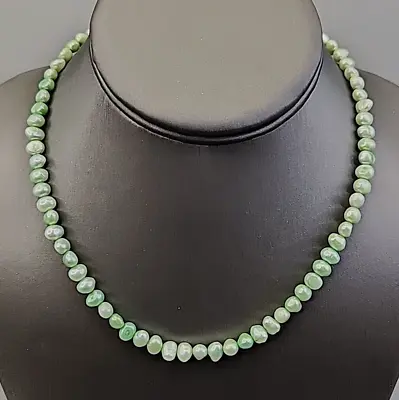 Freshwater Pearl Beaded Necklace Dyed Mint Green Shell Jewelry Toggle 17  • $28