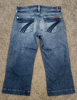 7 For All Mankind Dojo Stretch Denim Wide Leg Crop Jeans Sz 26 • $37.99