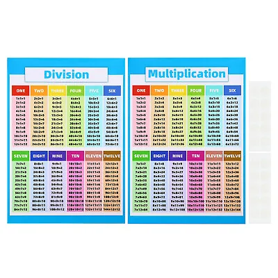 11x16inch Multiplication Chart 2Pcs Division Chart Table Poster • $11.98