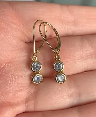 18ct Yellow Gold 1.50ct Natural Tanzanite Drop Earrings • £200