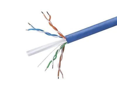 Cat6 Ethernet Bulk Cable Solid 500Mhz UTP Copper Wire 23AWG 500ft Blue CMR Wire • $93.80